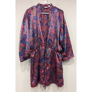 Victoria's Secret Vintage Gold Label Paisley Tie Front Robe Size M/L